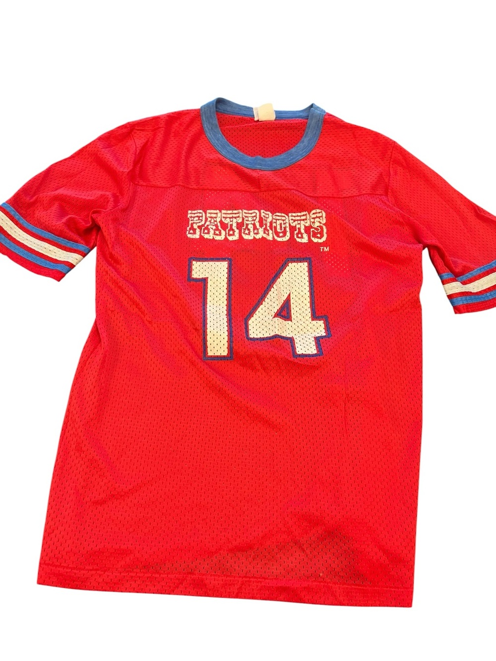 Vintage Rawlings Jersey L Size NFL New England Patriots 14 Red (01)